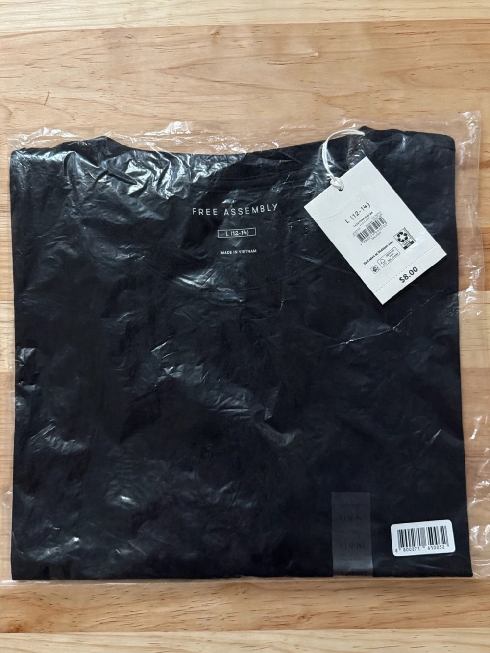 Free assembly black top size large 10-12